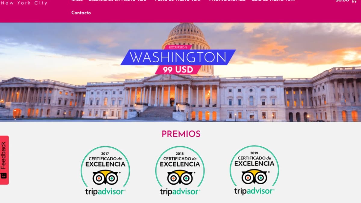 City Travel NYC homepage screenshot