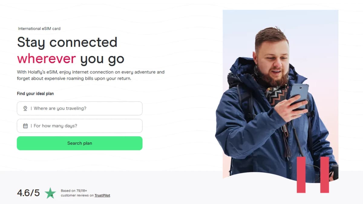 Holafly eSIM homepage screenshot